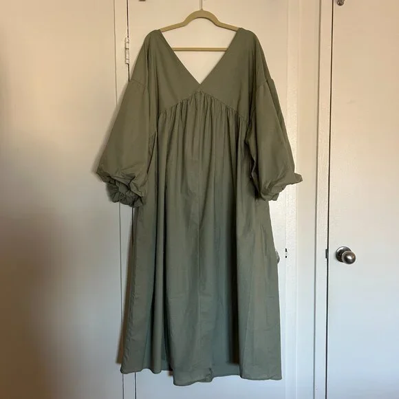 Anthropologie Mare Mare Bubble Sleeve Lace-Up Midi Dress Boho NWT (Size 1X) - Picture 8 of 8